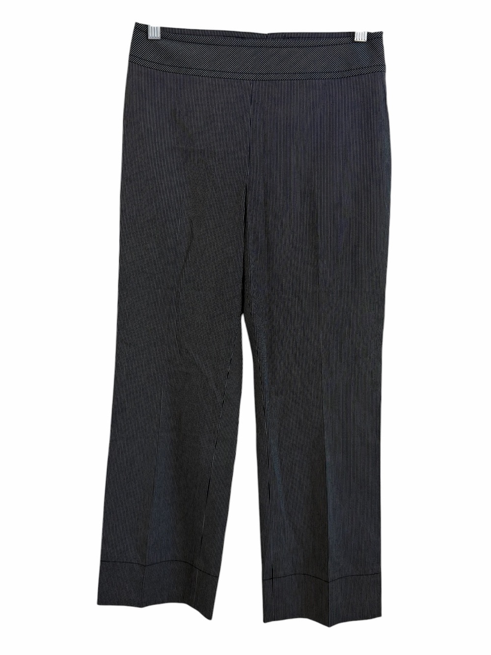 Akris Punto Pinstripe Cropped Striped Cotton Blend Pants Split Hem